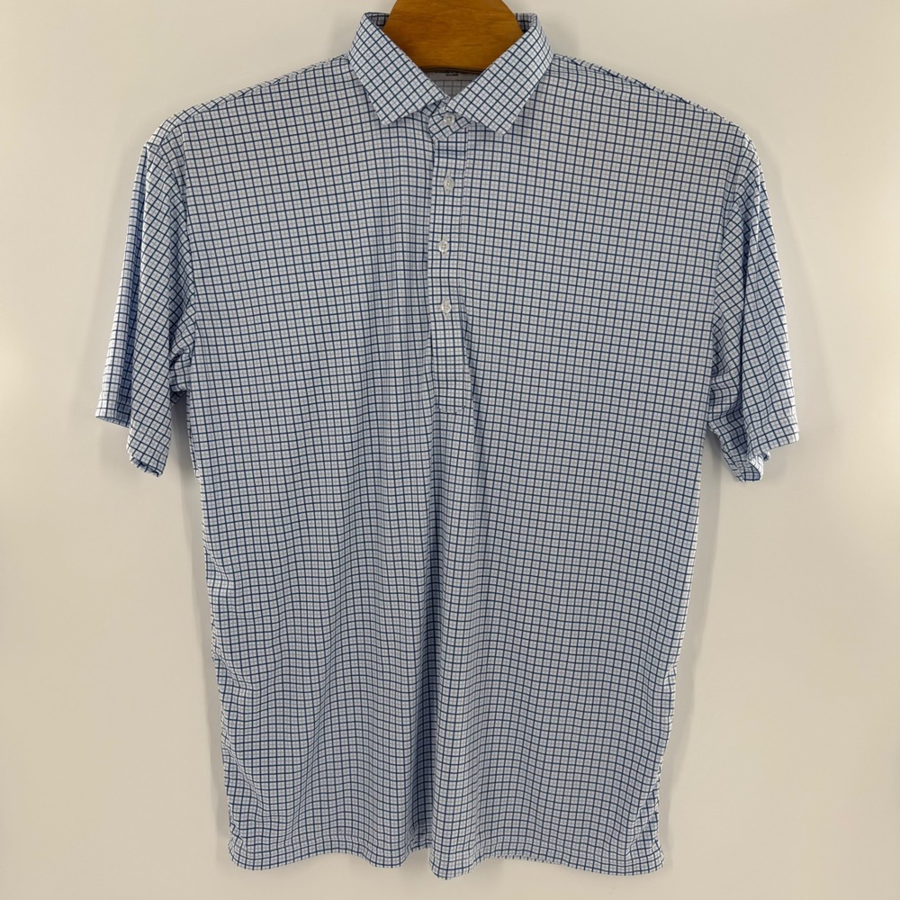 Collars & Co Mens Dress‎ Collar Polo Shirt Blue White Windowpane Check 3XL